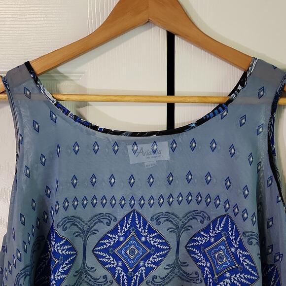 Arianna By Howards Multi-Colored Blouse OS Sheer Cold Shoulder Boho Abstract - Picture 6 of 11